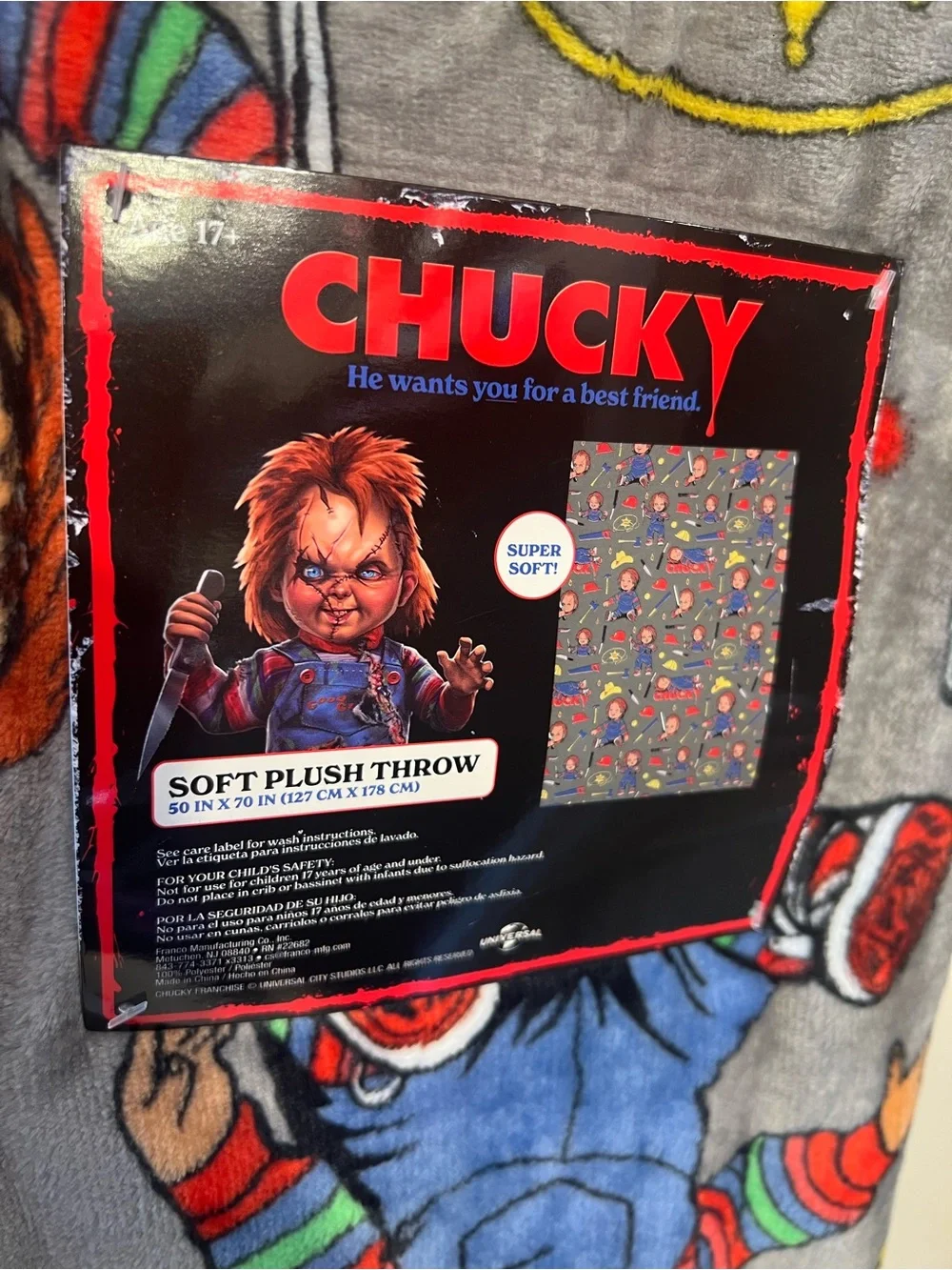 🔪Universal Studios Chucky super soft plush throw blanket-NWT🔪
